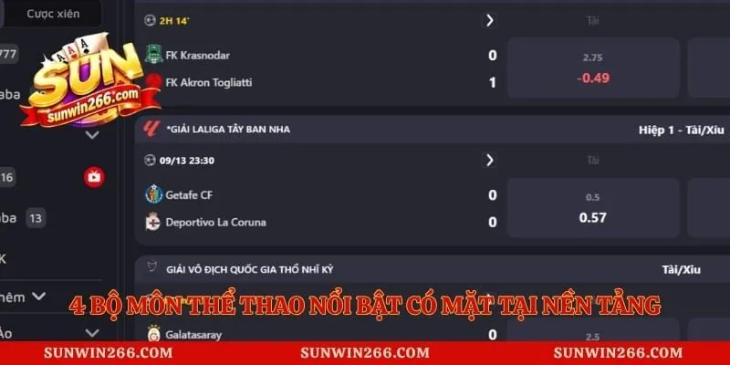 4 bộ môn thể thao nổi bật có mặt tại nền tảng SABA Sports