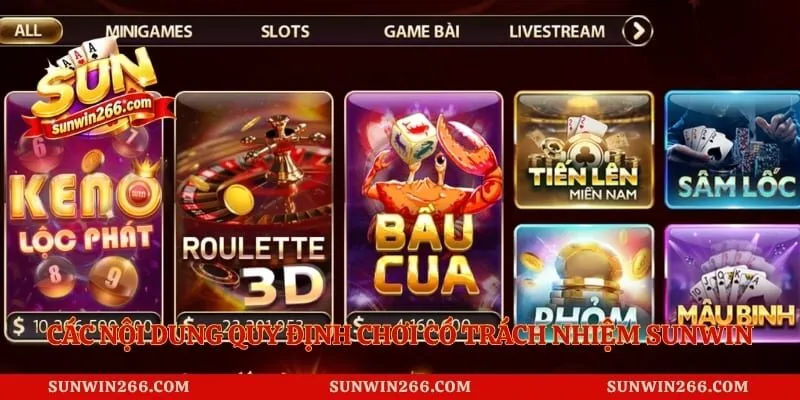 Các nội dung quy định chơi có trách nhiệm Sunwin
