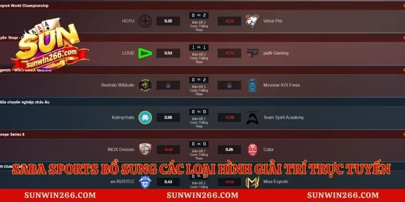 SABA Sports bổ sung các loại hình giải trí trực tuyến thú vị