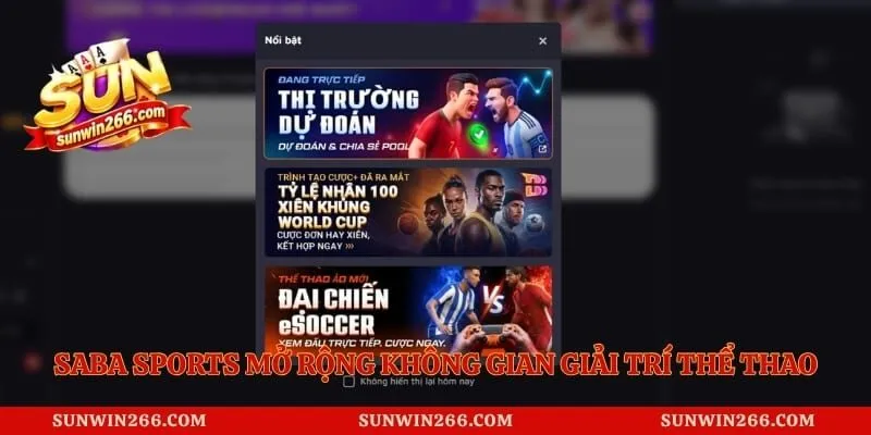 SABA Sports mở rộng không gian giải trí thể thao trực tuyến