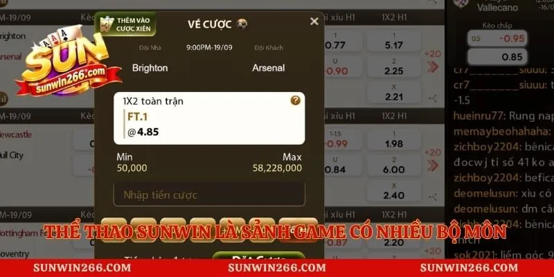 Thể thao Sunwin là sảnh game có nhiều bộ môn cá độ hấp dẫn