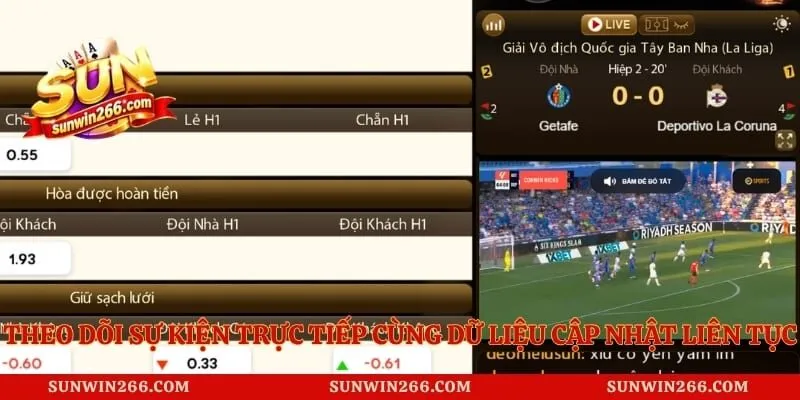 Theo dõi sự kiện trực tiếp cùng dữ liệu cập nhật liên tục